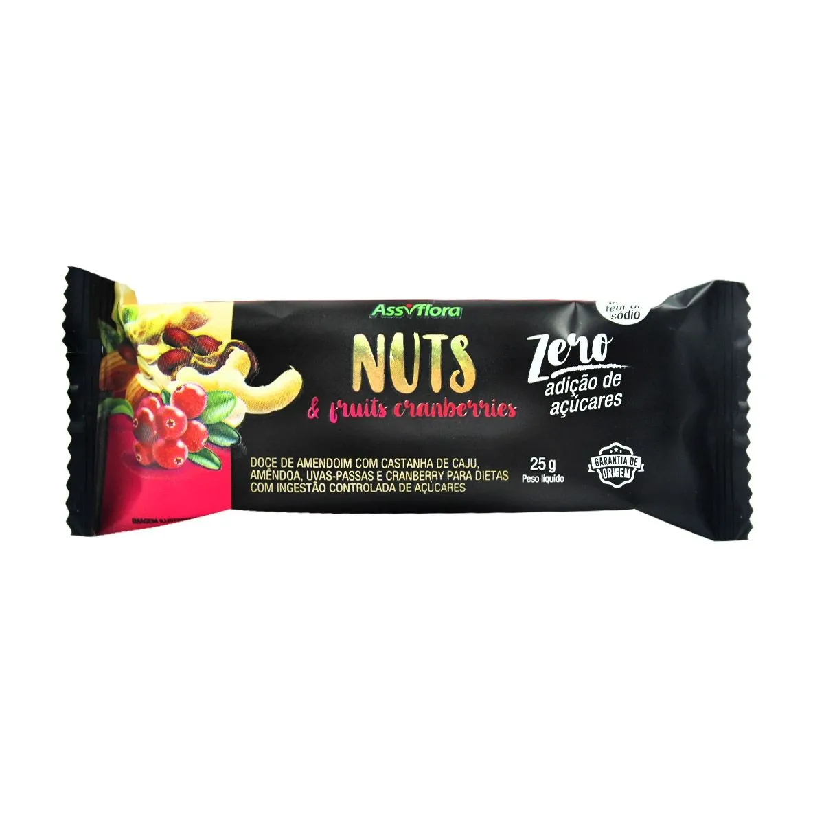 Barra de Cereal Nuts and Fruits Cranberries 25g Assiflora