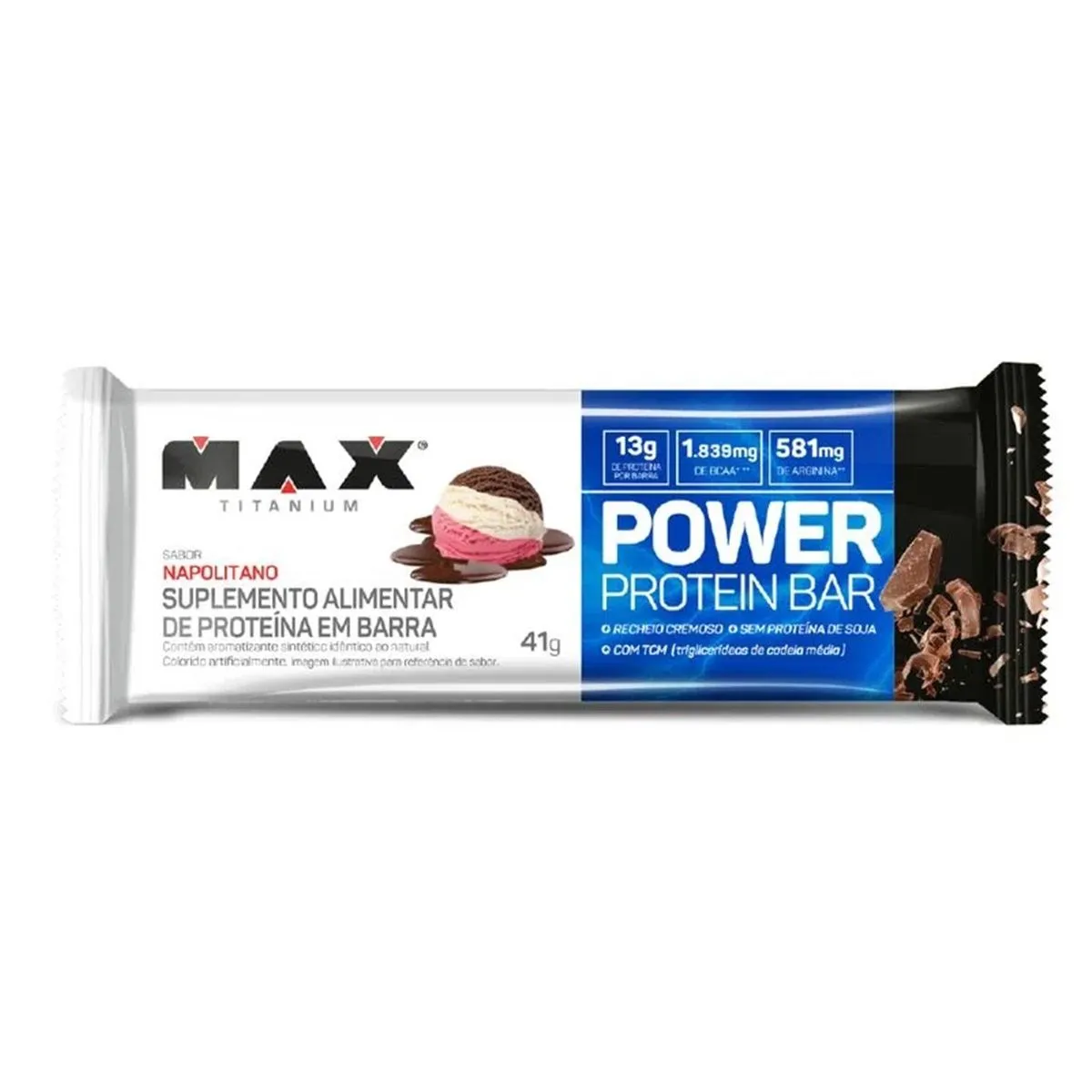 Barra de Proteina Power Protein Bar Napolitano 41G Max Titanium