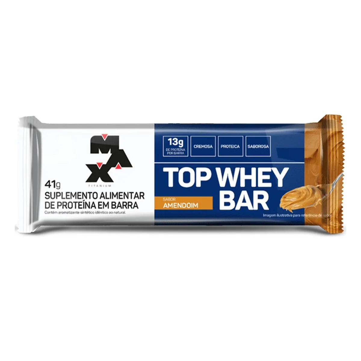 Barra de Proteina Top Whey Bar Amendoim 41g  Max Titanium