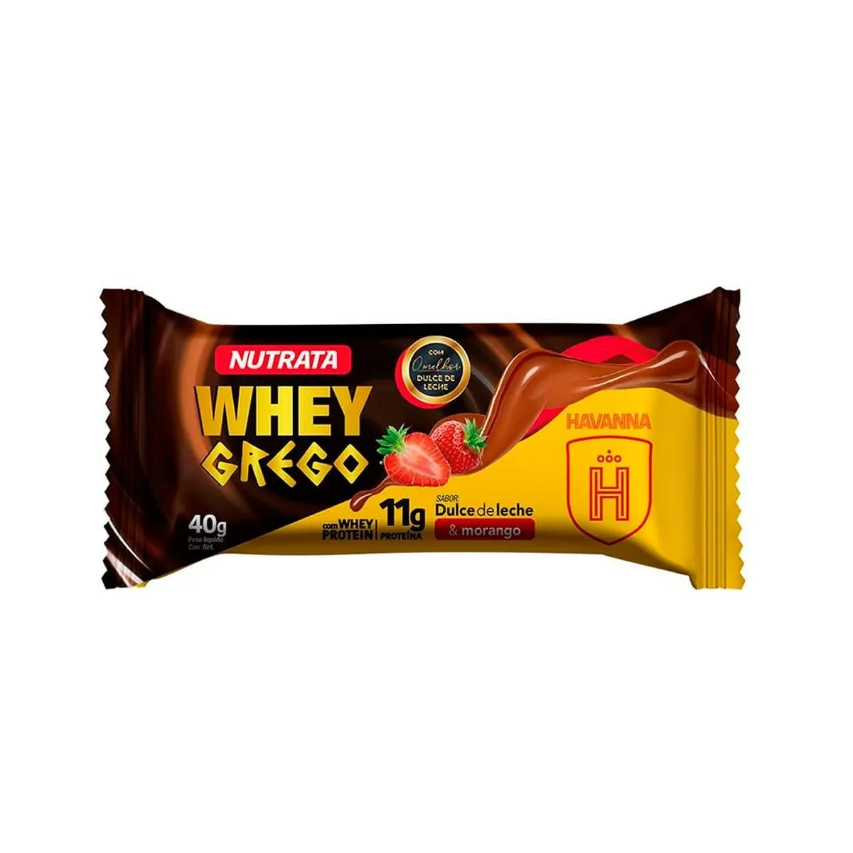 Barra de Proteína Whey Grego Sabor Dulce de Leche e Morango Com 40G Havanna