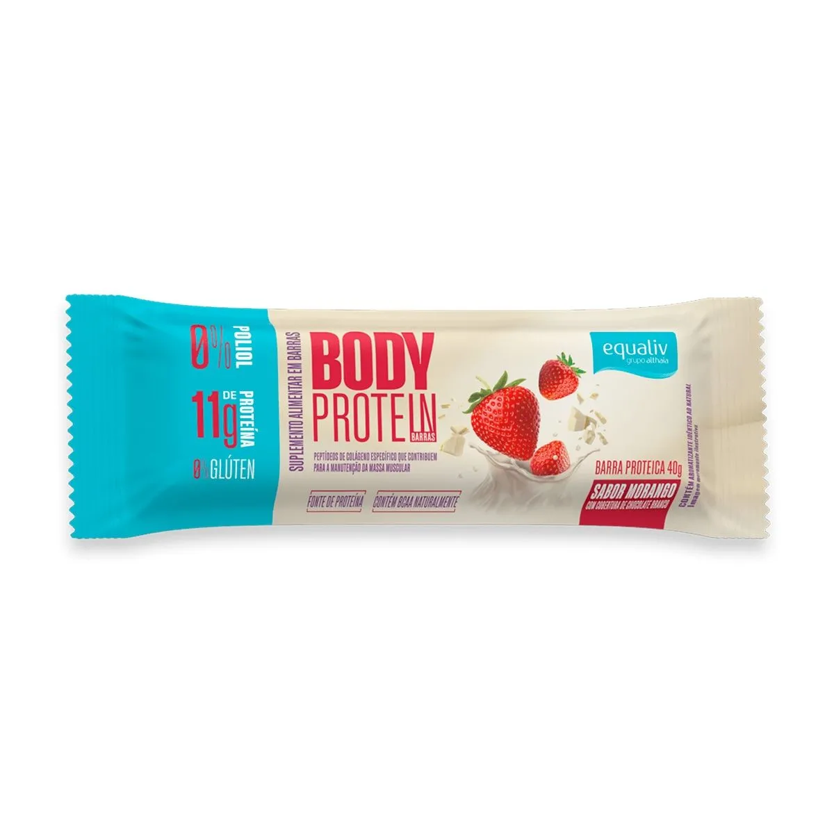 Barra Proteica Body Protein Barras Sabor Morango Com Chocolate Branco Com 40g Equaliv
