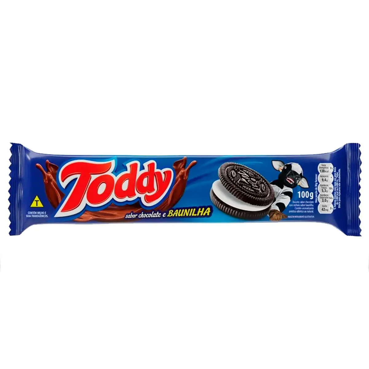 Bolacha Recheada Sabor Chocolate e Baunilha 100g Toddy