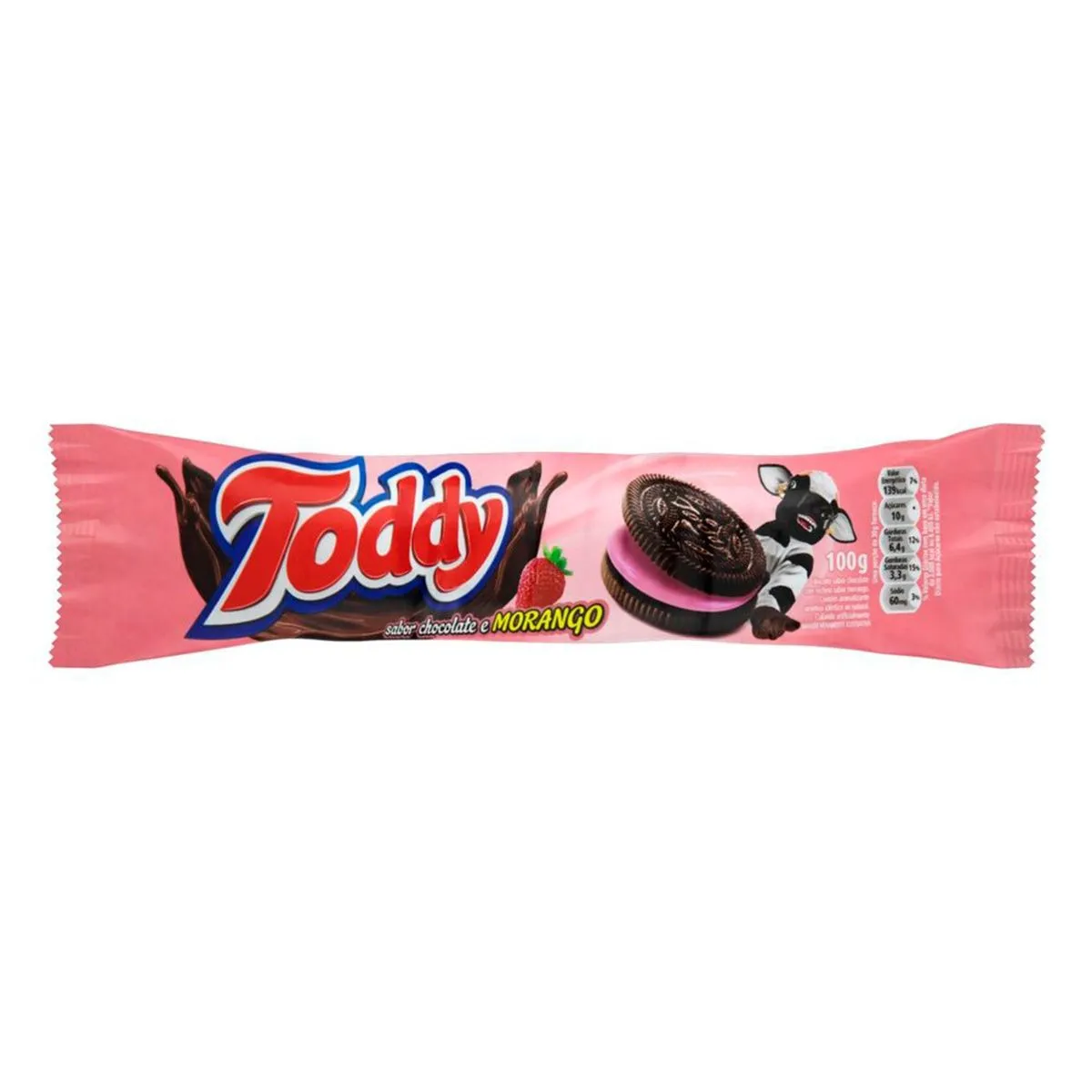 Bolacha Recheada Sabor Chocolate e Morango 100g Toddy