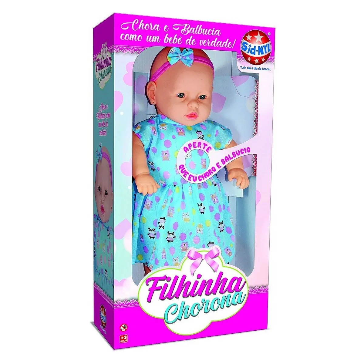 Boneca Filhinha Chorona Chora e Balbucia 60 Cm Ref.: 1365 Sid Nyl