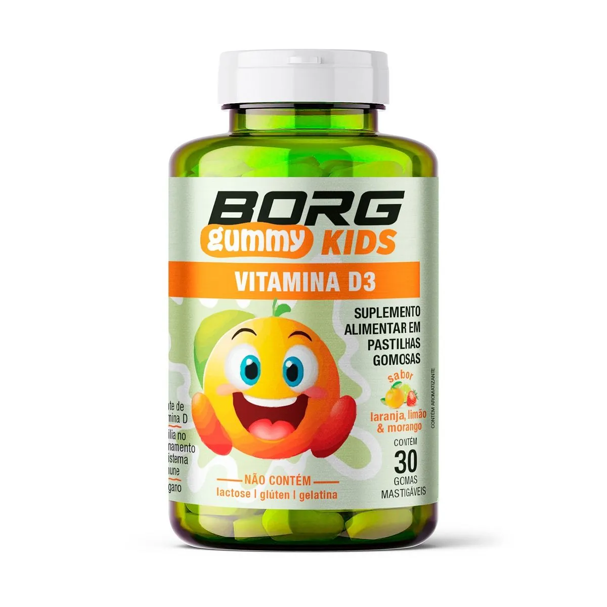 Borg Gummy Kids Viamina D3 Laranja Com 30 Gomas Mastigáveis