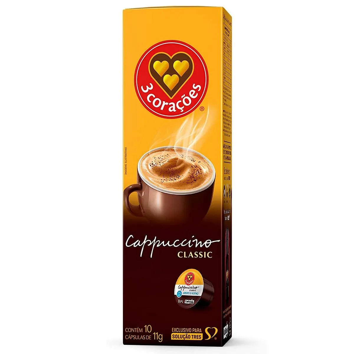 Cápsula de Cappuccino Classic Tres Com 10 Unidades 3 Corações