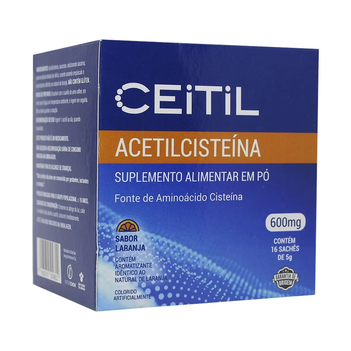 Ceitil Acetilcisteína 600mg Sabor Laranja Com 16 Sachês de 5g