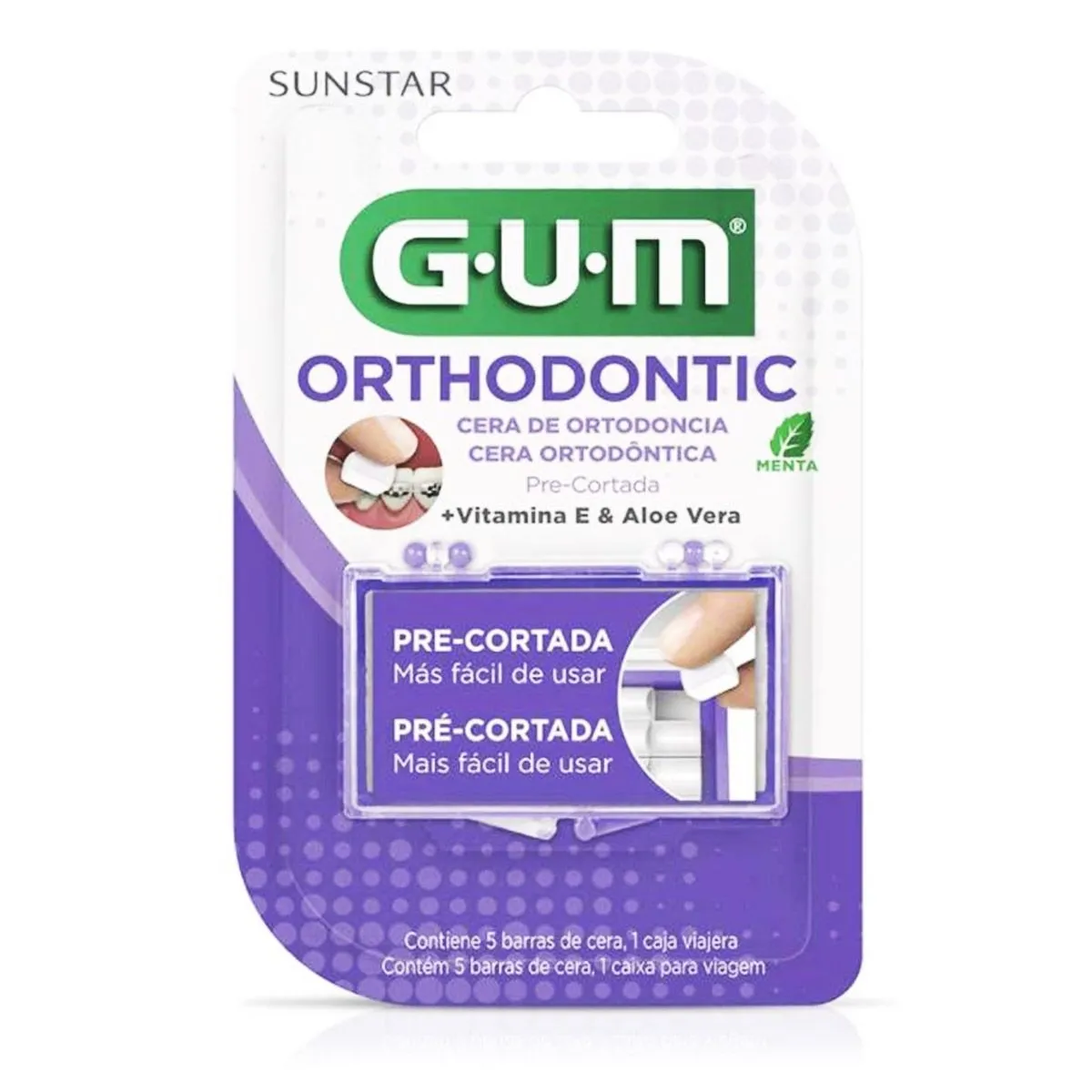 Cera Ortodôntica Gum Pré-Cortada Sabor Menta com 5 barras Sunstar