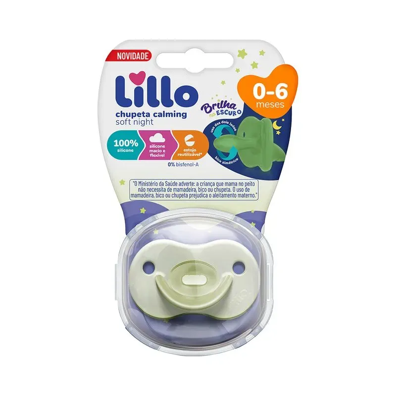 Chupeta Lillo Tamanho 1 Calming Soft Night Silicone Neutra