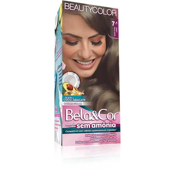 Coloração Bela&Cor sem Amônia 7 1 Louro Cinza