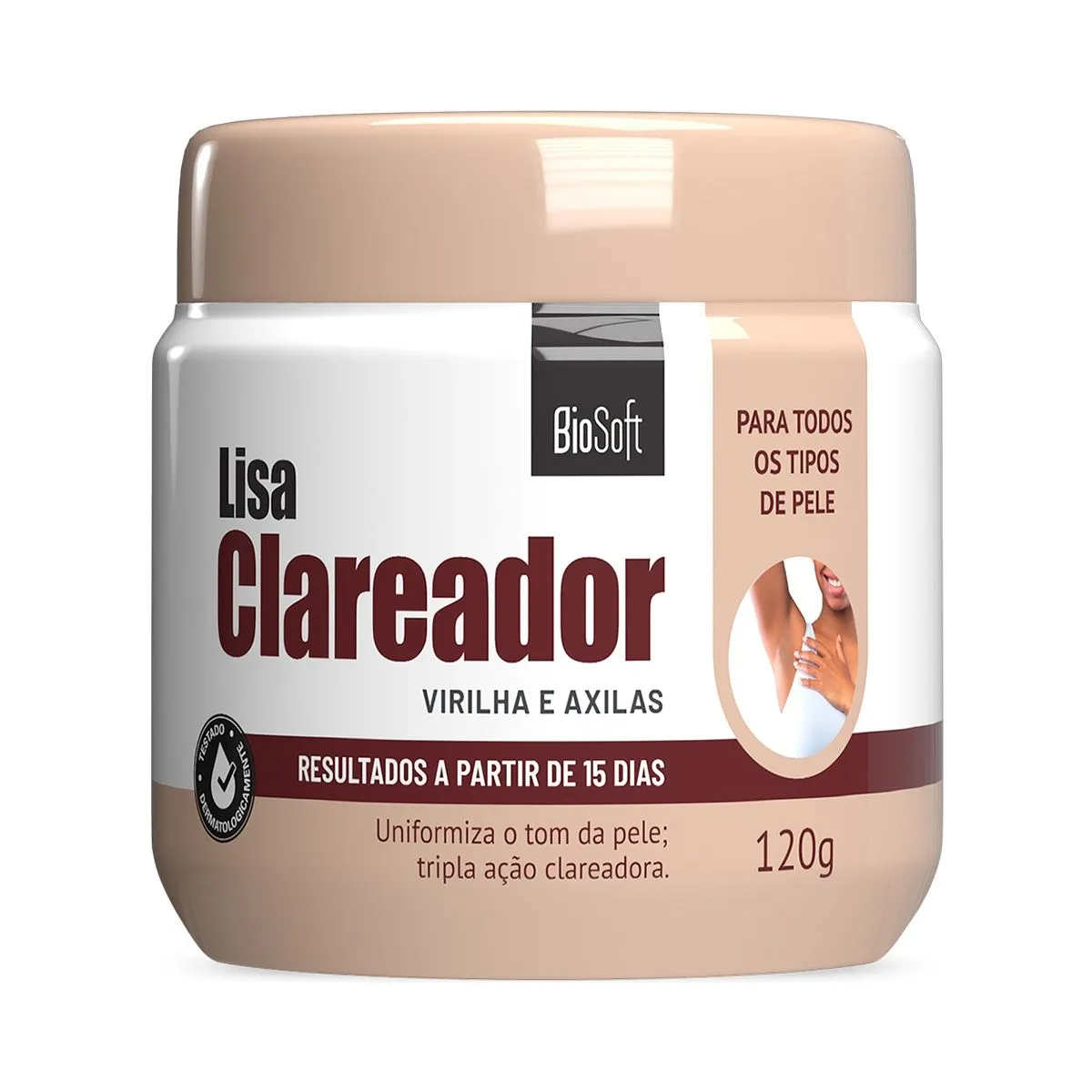 Creme Lisa Clareador Virilha E Axilas Com 120g Biosoft