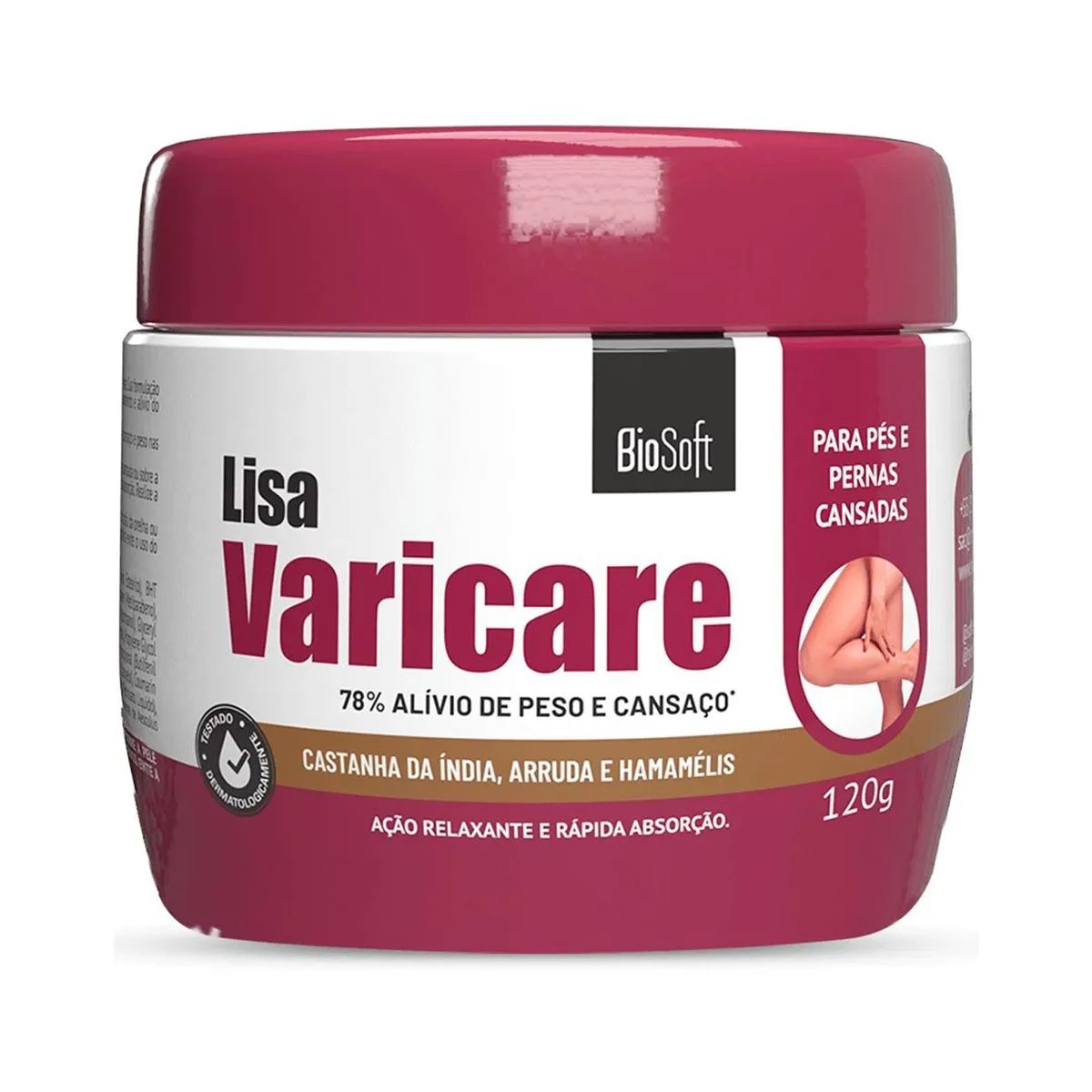 Creme Lisa Varicare Pés e Pernas Cansadas Com 120G Biosoft
