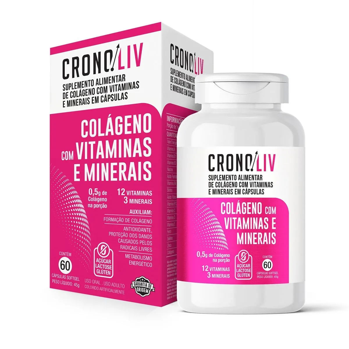Cronoliv Colágeno Vitaminas e Minerais Com 60 Cápsulas Softgel