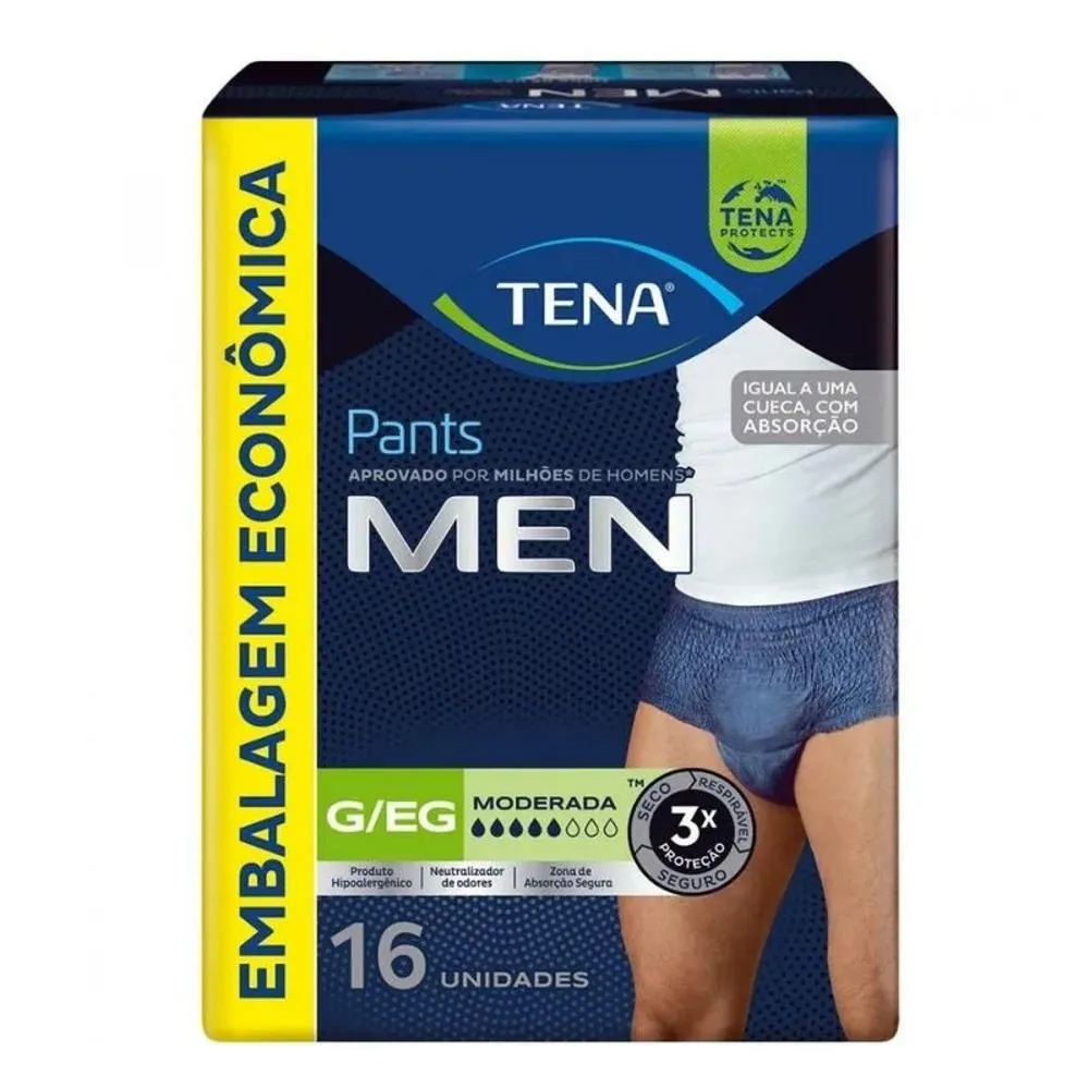 Cueca Descartável Tena Pants Men G/EG 16 Unidades