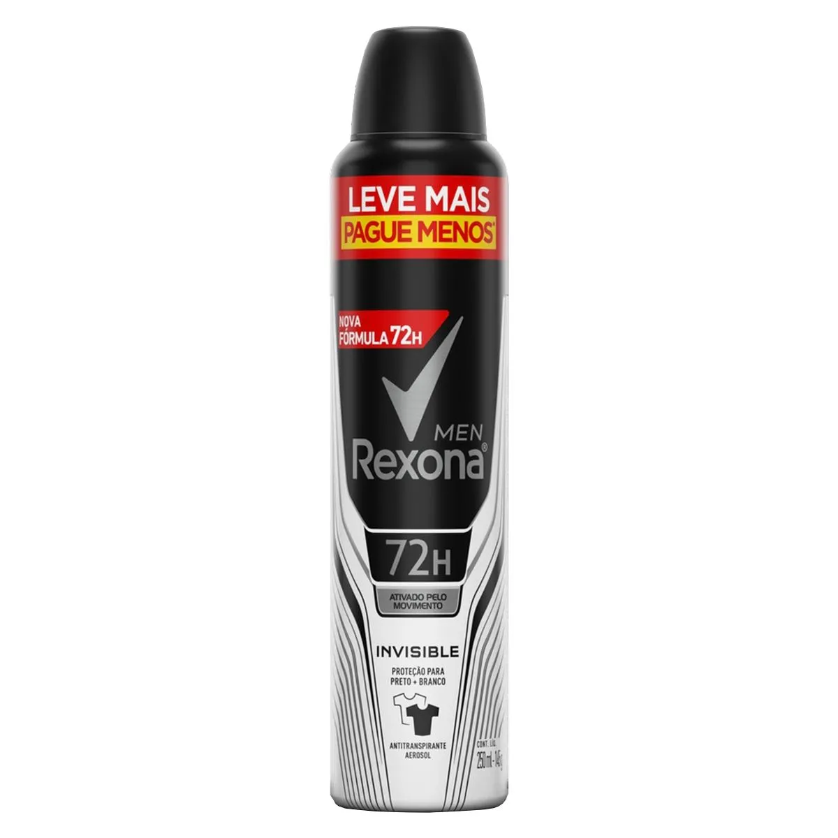 Desodorante Antitranspirante Aerosol Invisible 250ml Rexona Men