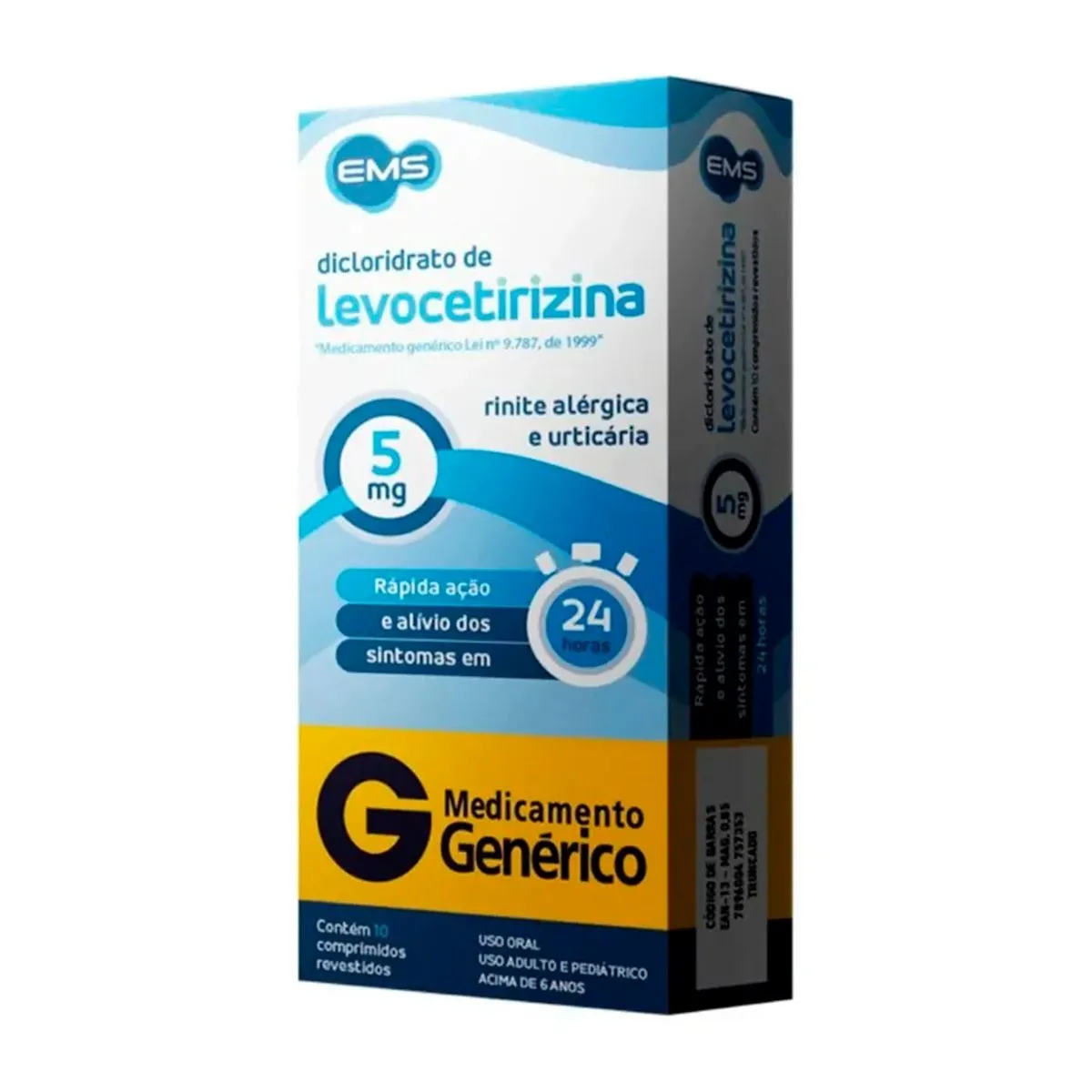Dicloridrato De Levocetirizina 5mg Com 10 Comprimidos Genérico Ems