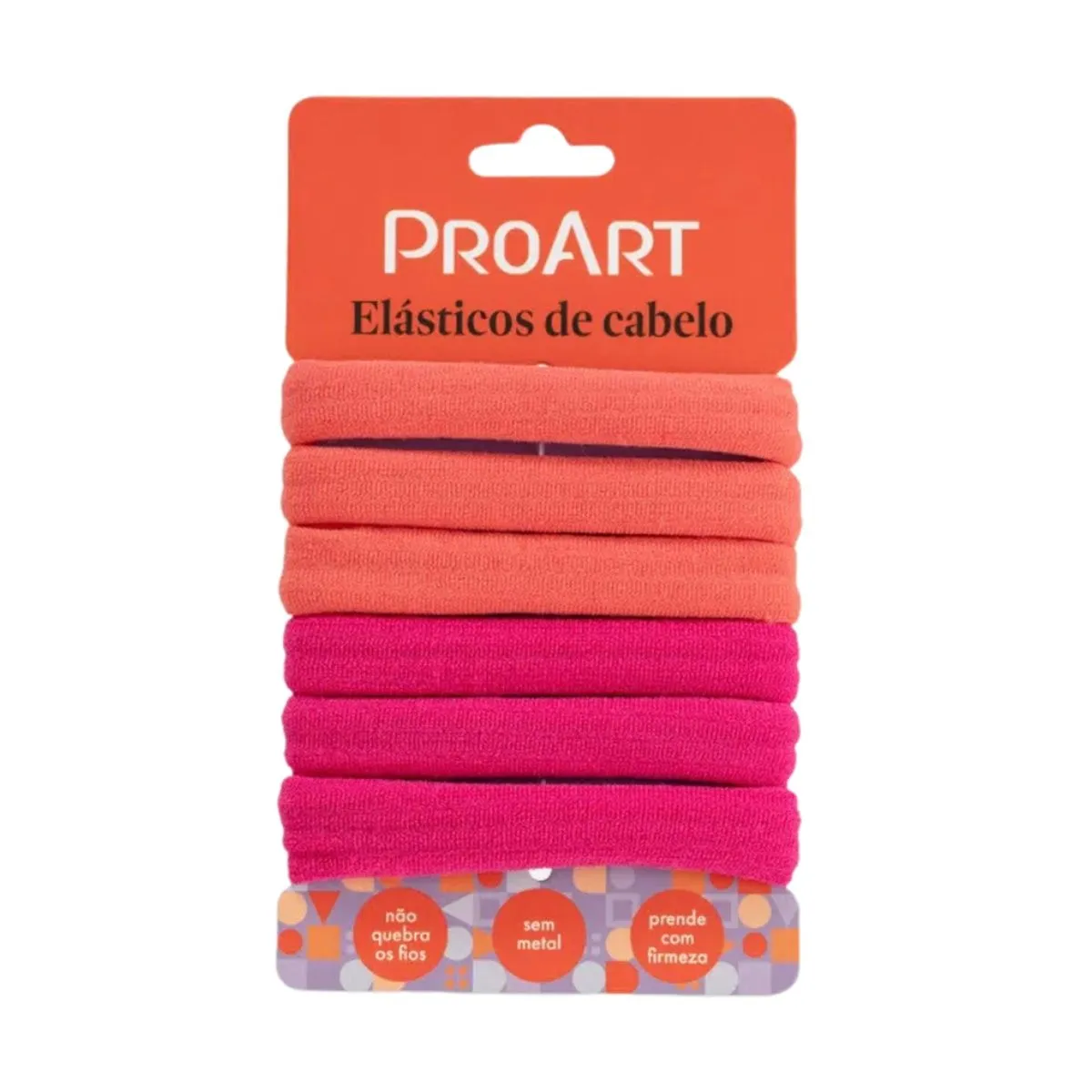 Elásticos De Cabelo Rosa E Laranja Com 6 Unidades Proart