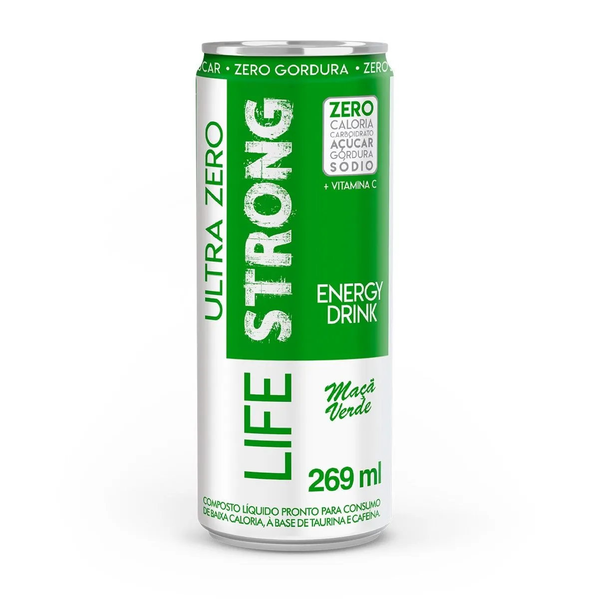 Energético Ultra Zero Sabor Maça Verde 269Ml Life Strong