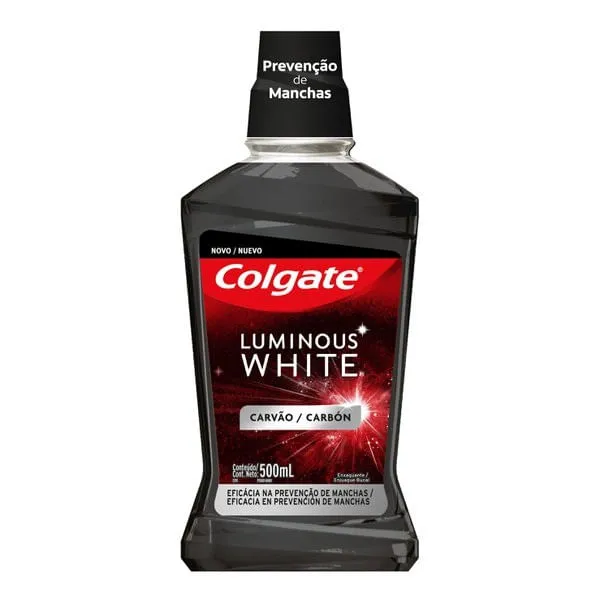 Enxaguante Bucal Colgate 500ml Luminous White Carvão