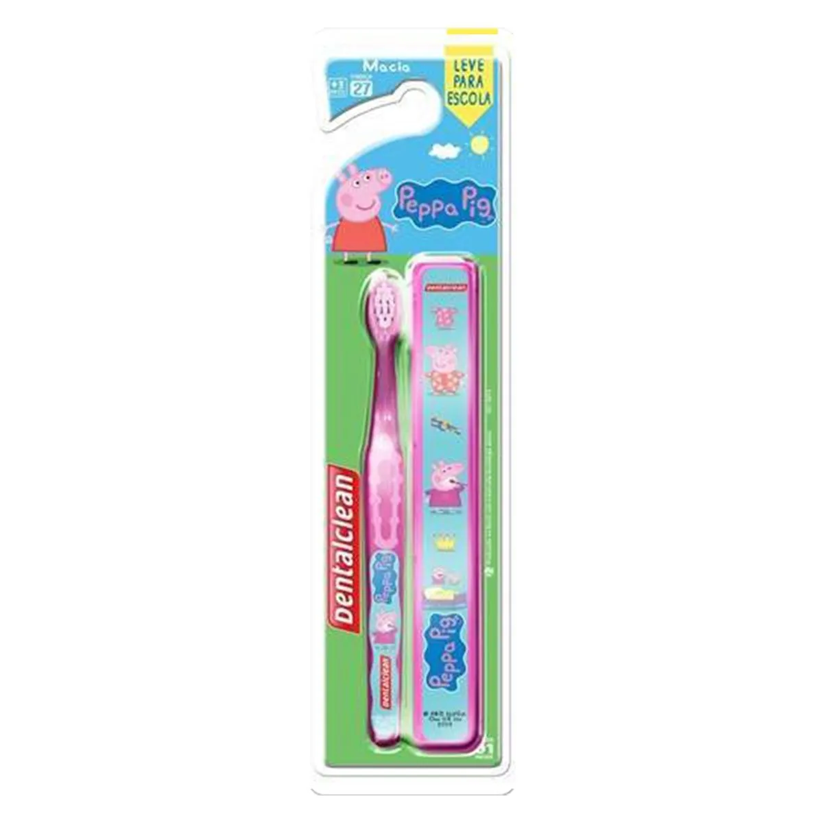 Escova de Dente Infantil Peppa Pig Extra Macia Com Estojo Dentalclean