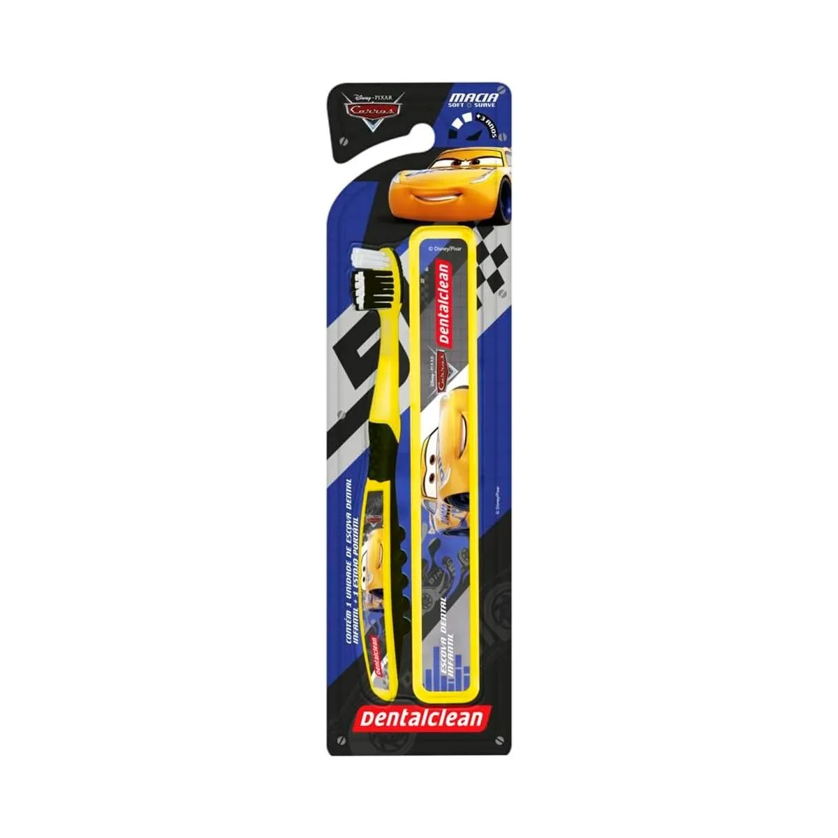 Escova Dental Macia Estojo Carros Infantil Dentalclean