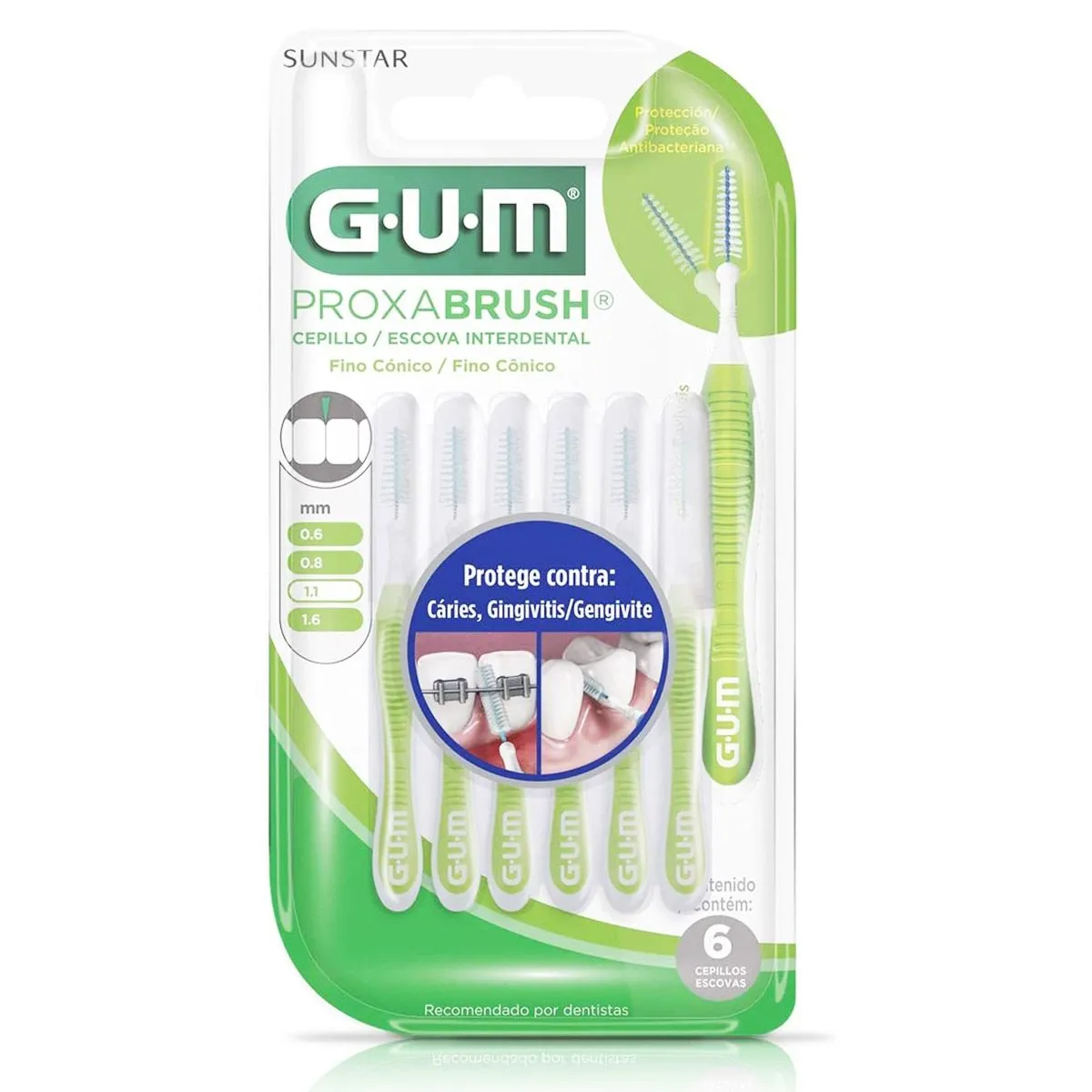 Escova Interdental Gum Fino Cônico 1,1mm com 4 Unidades Sunstar