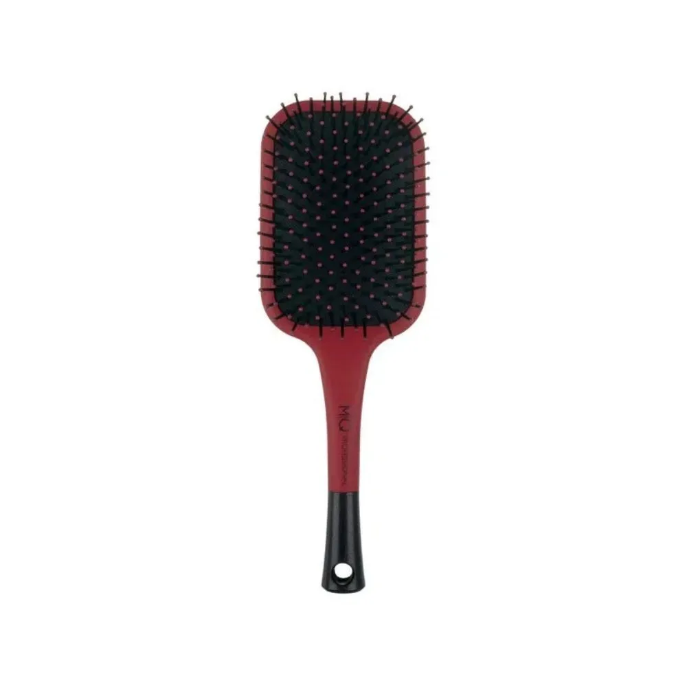 Escova De Cabelo Mq Profissional Raquete Almofadada Nylon Carmim Grande 05.005