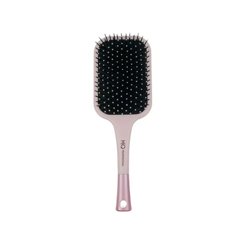 Escova De Cabelo Mq Profissional Raquete Almofadada Nylon Quartzo Rosa Grande
