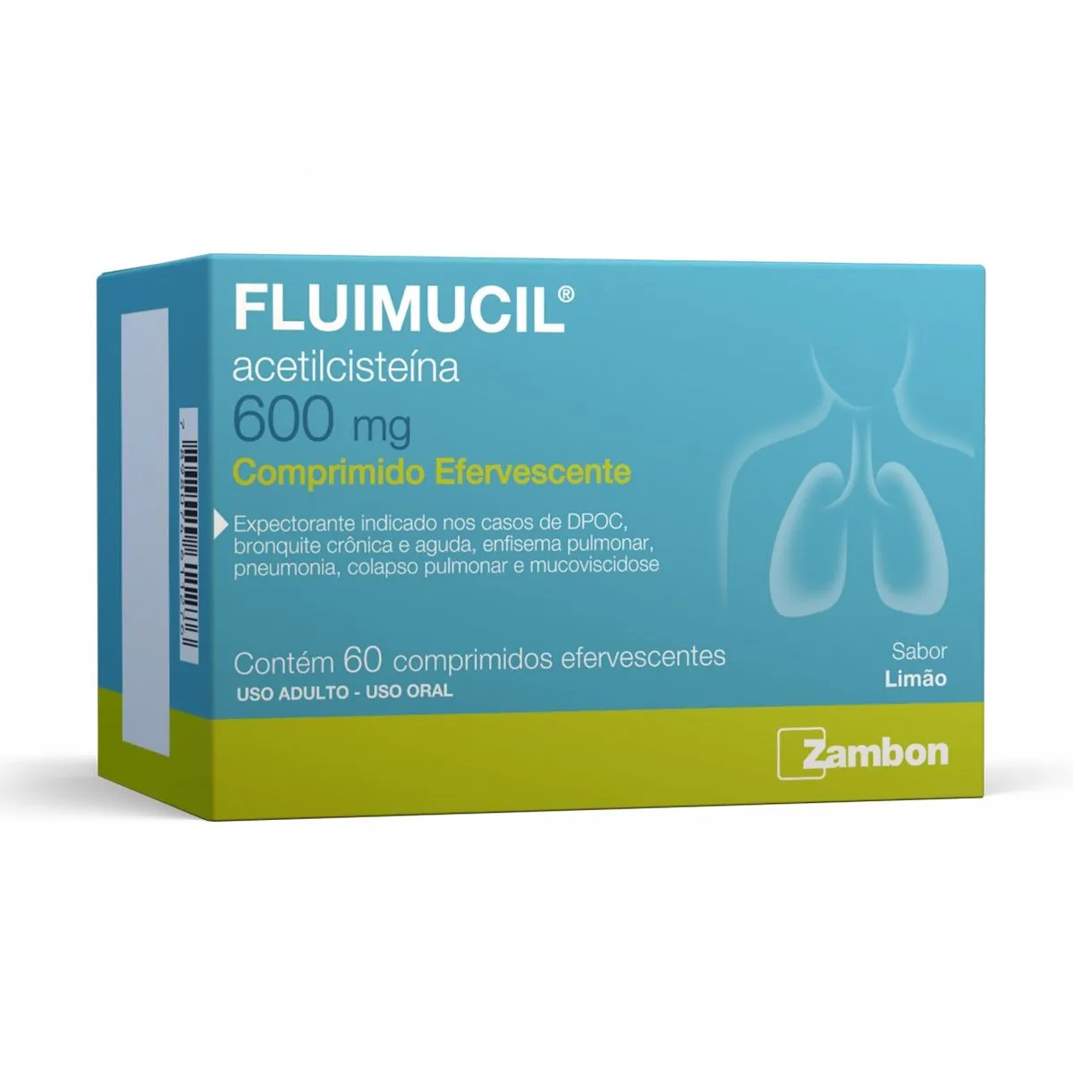 Fluimucil Acetilcisteína 600mg Com 60 Comprimidos Efervescentes Zambon