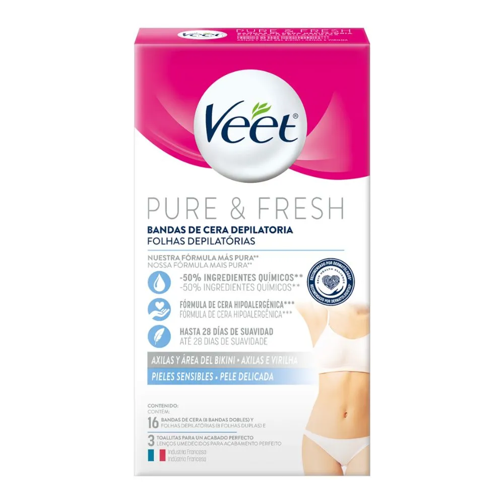 Folhas Depilatórias para Axila e Virilha Veet Pele Delicada 16 Unidades