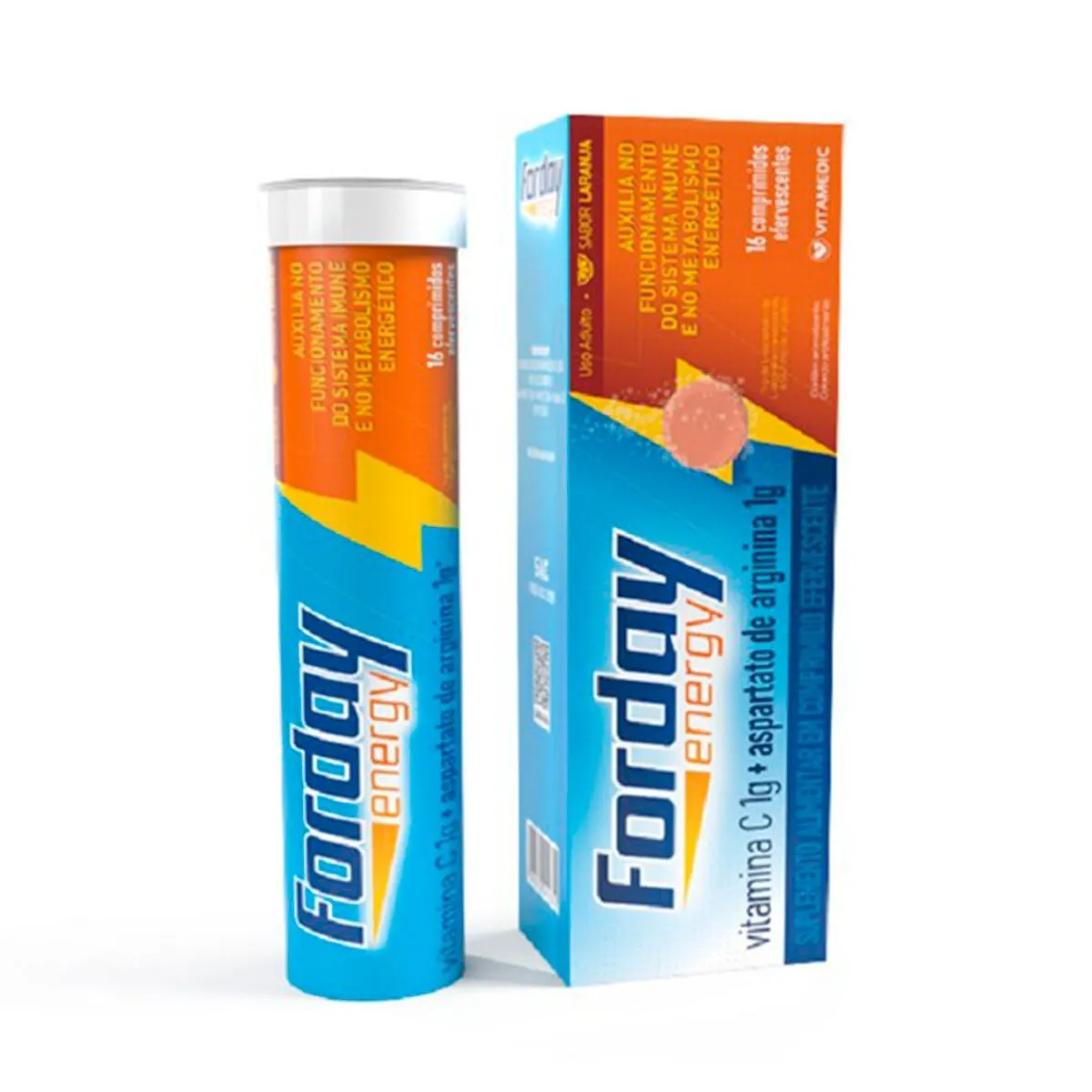 Forday Energy Vitamina C 1g e Aspartato de Arginina 1g Com 16 Comprimidos Efervescentes Vitamedic