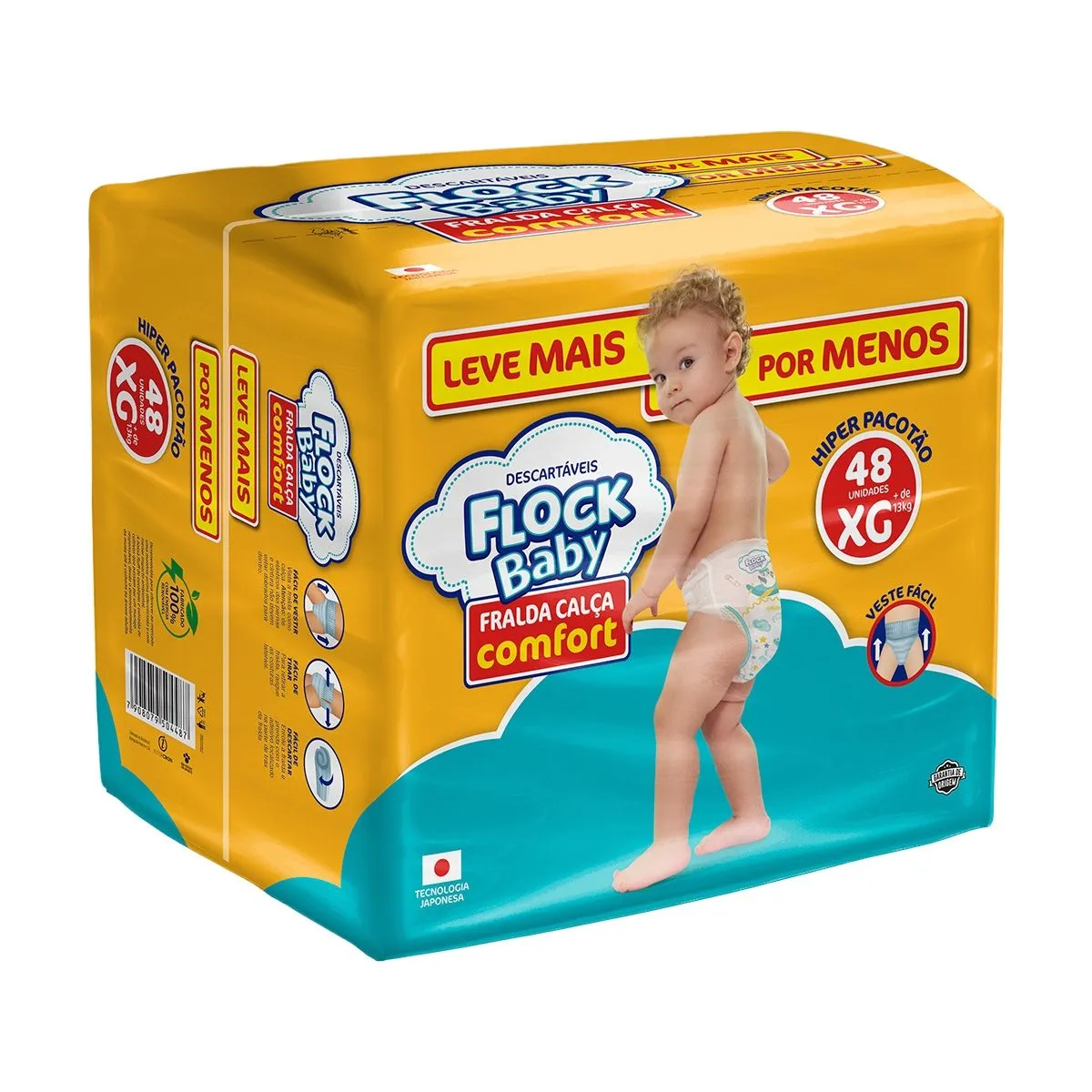 Fralda-Calça Confort Tamanho XG Hiper Pacotão Com 48 Unidades Flock Baby