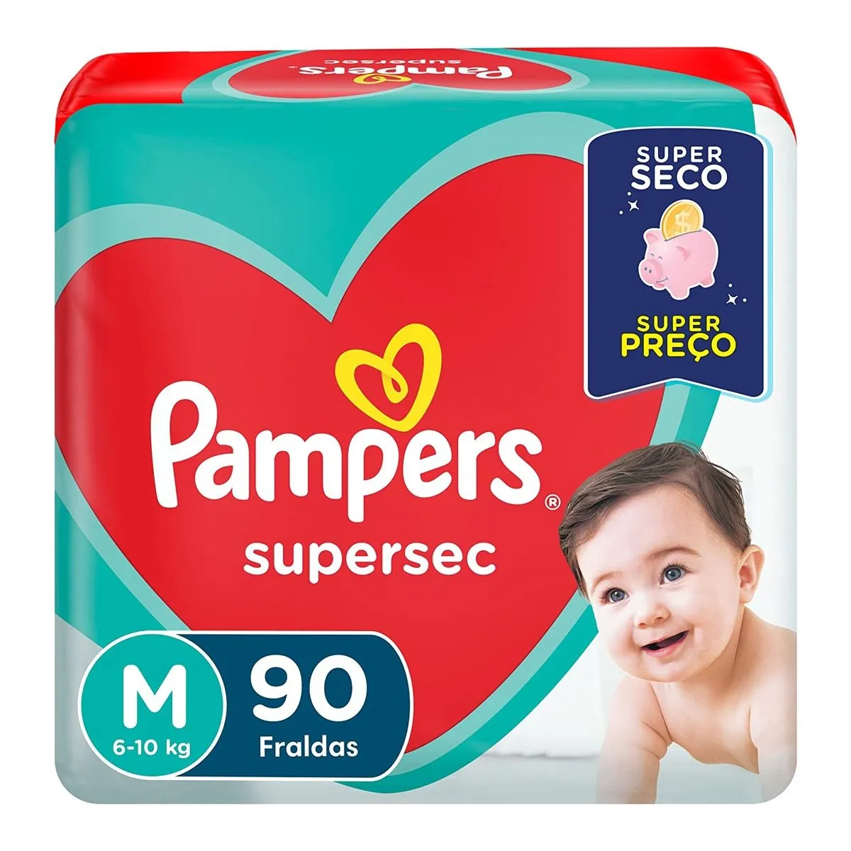 Fralda Descartável Pampers Supersec Jumbo M Com 90 Unidades