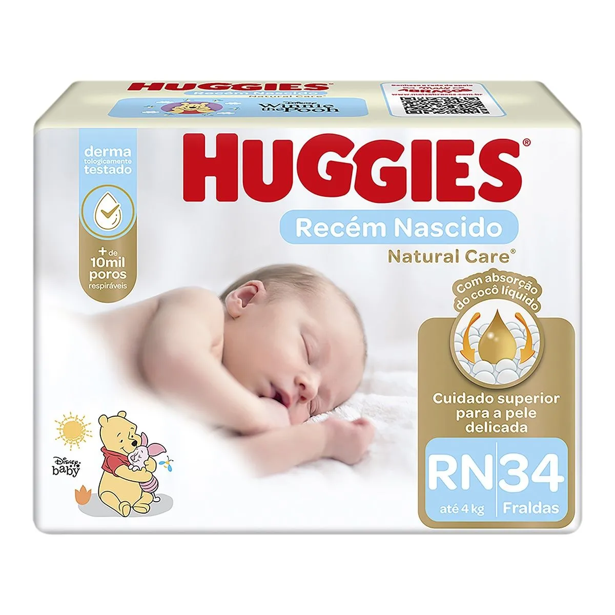 Fralda Huggies Recém Nascido Natural Care RN Com 34 Unidades