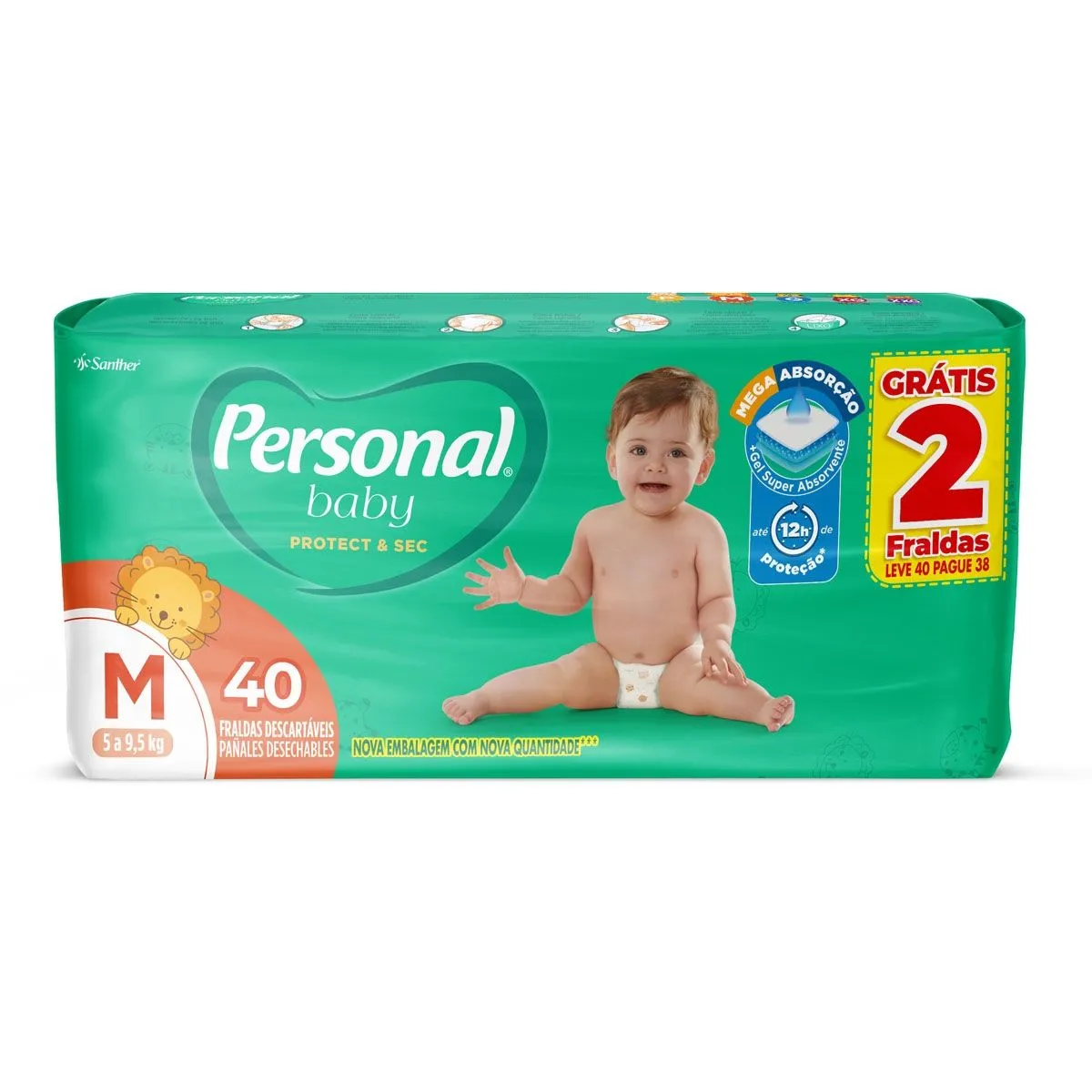 Fralda Personal Baby Soft E Protect Baby Mega M Com 40 Unidades