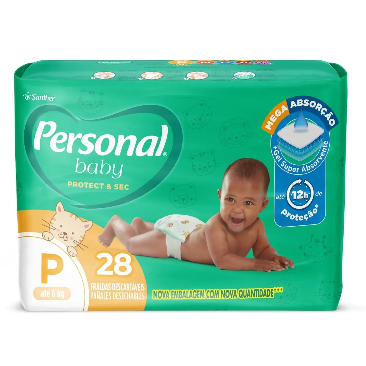 Fralda Personal Soft E Protect Baby Mega P Com 28 Unidades