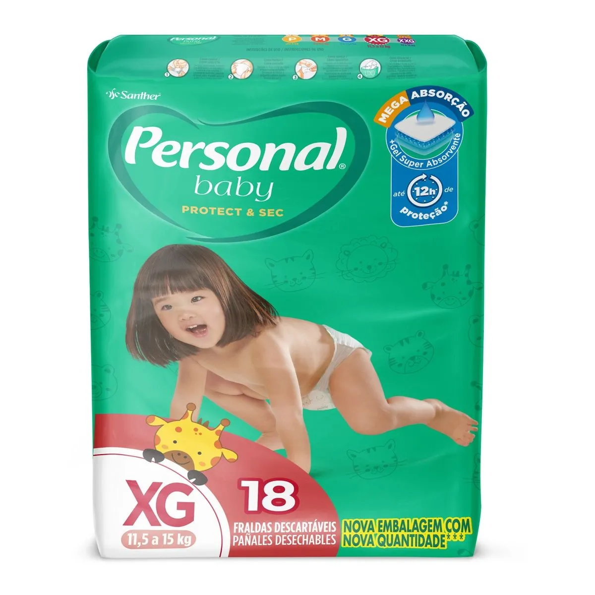 Fralda Personal Soft E Protect Baby Mega XG Com 18 Unidades