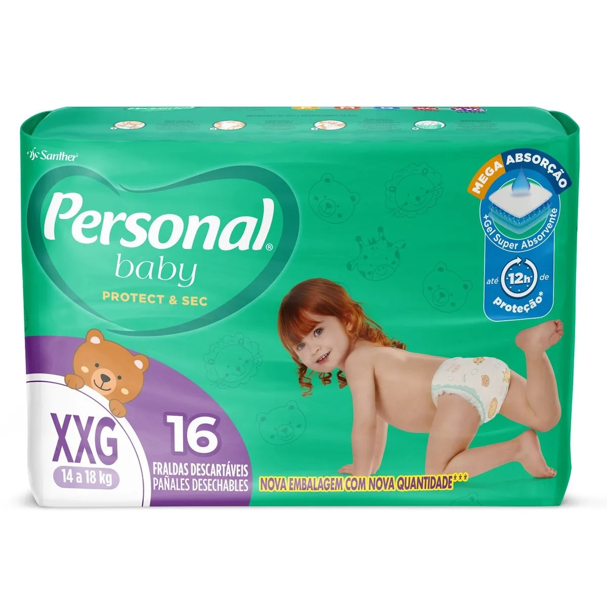 Fralda Personal Soft E Protect Baby Mega XXG Com 16 Unidades