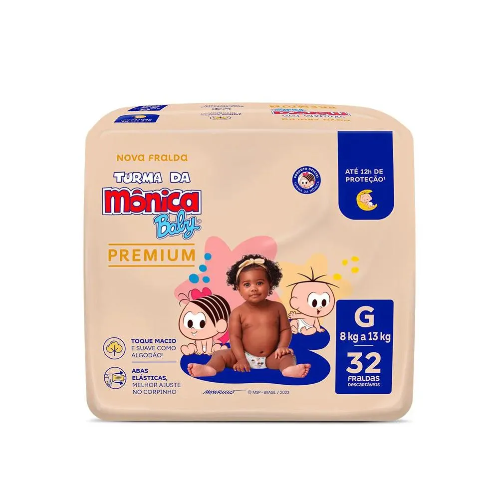Fralda Turma da Mônica Baby Premium G 32 Unidades