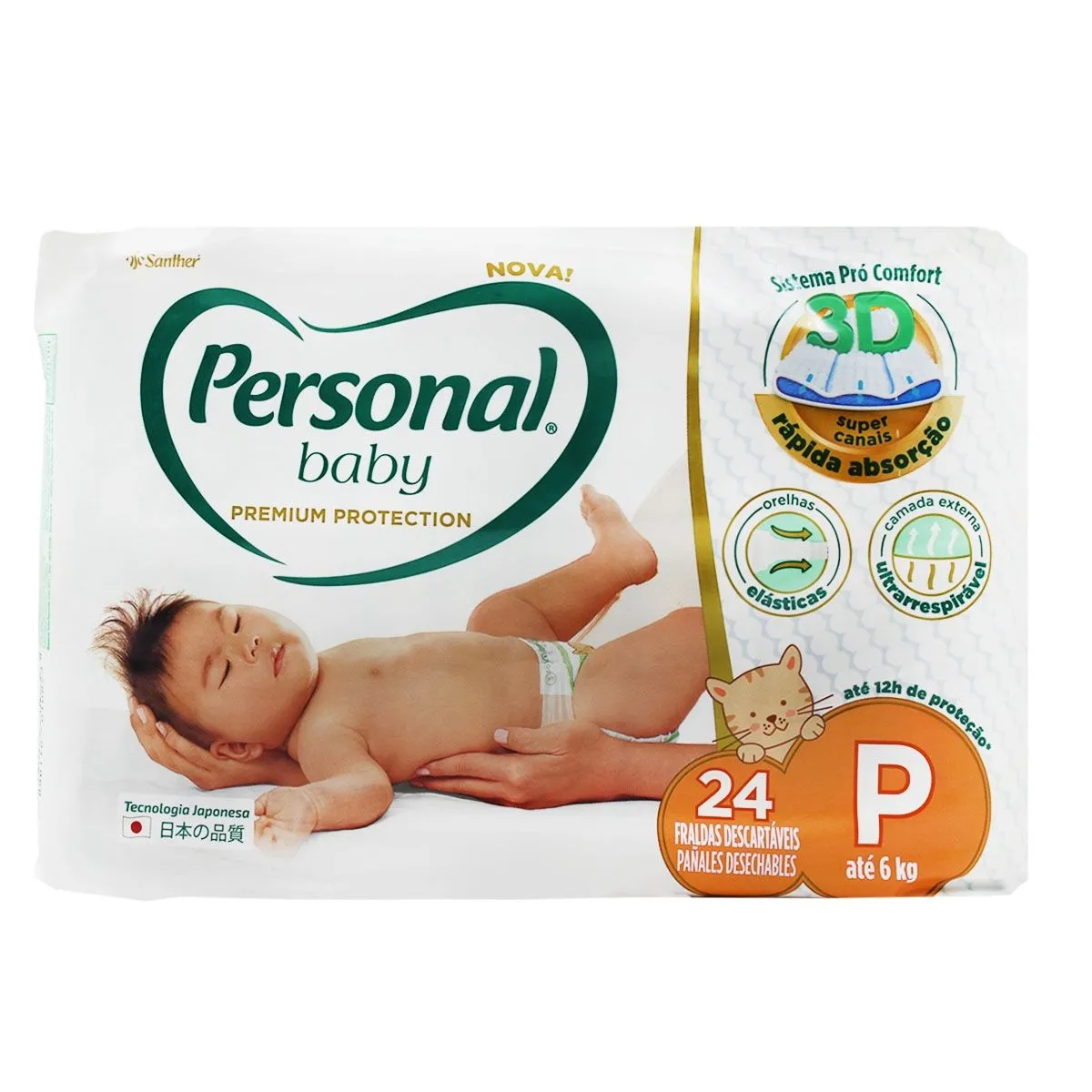Fraldas Premium Protection Tamanho P Com 24 Unidades Personal Baby