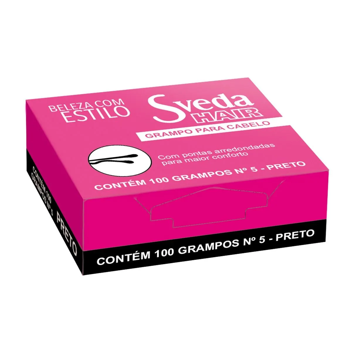Grampo Sveda Hair Nº 5 100 Unidades Preto