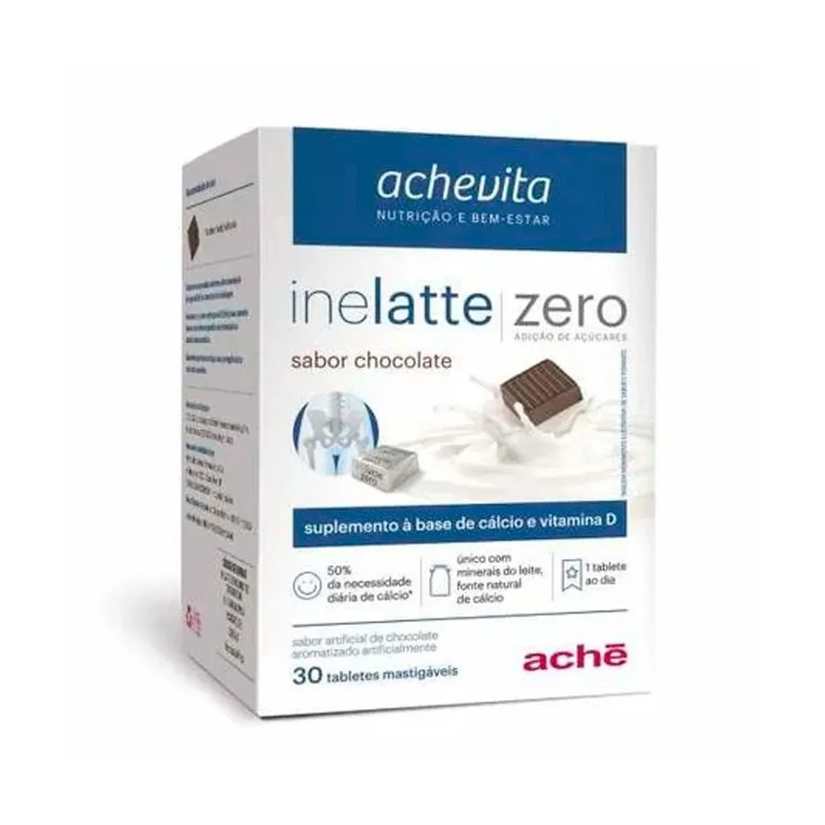 Inellatte Achevita Sabor Chocolate Zero 30 Tabletes Aché