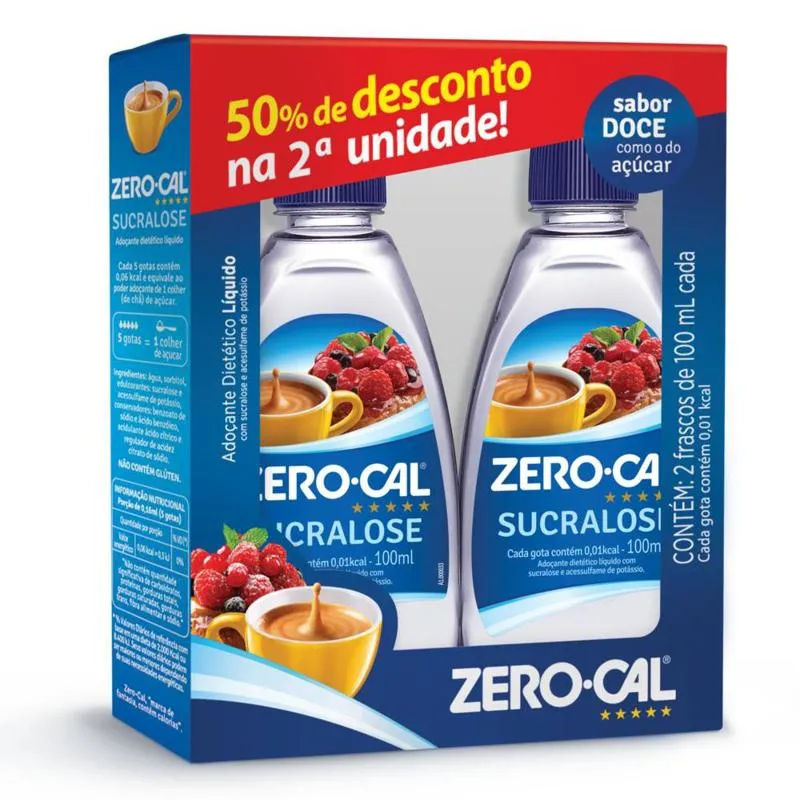 Kit Adoçante Líquido Zero-Cal Sucralose 2 unidades 100ml cada