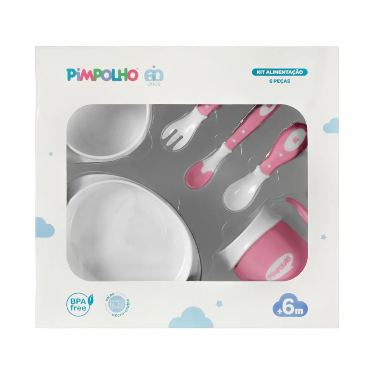 Kit Alimentação Infantil Com 6 Peças Rosa Pimpolho