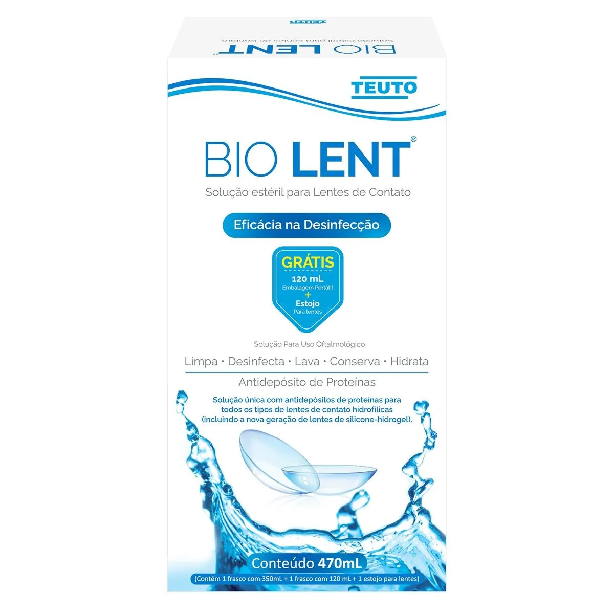 Kit Bio Lent Solução Estéril e Estojo Para Lentes De Contato 470ml Teuto