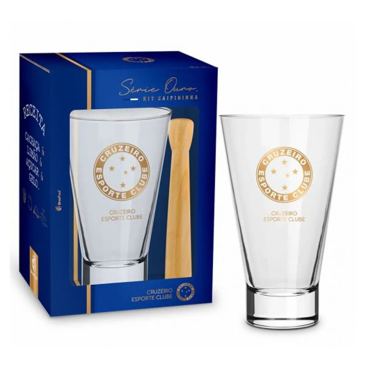 Kit Caipirinha Copo Long Série Ouro Cruzeiro 400Ml Brasfoot