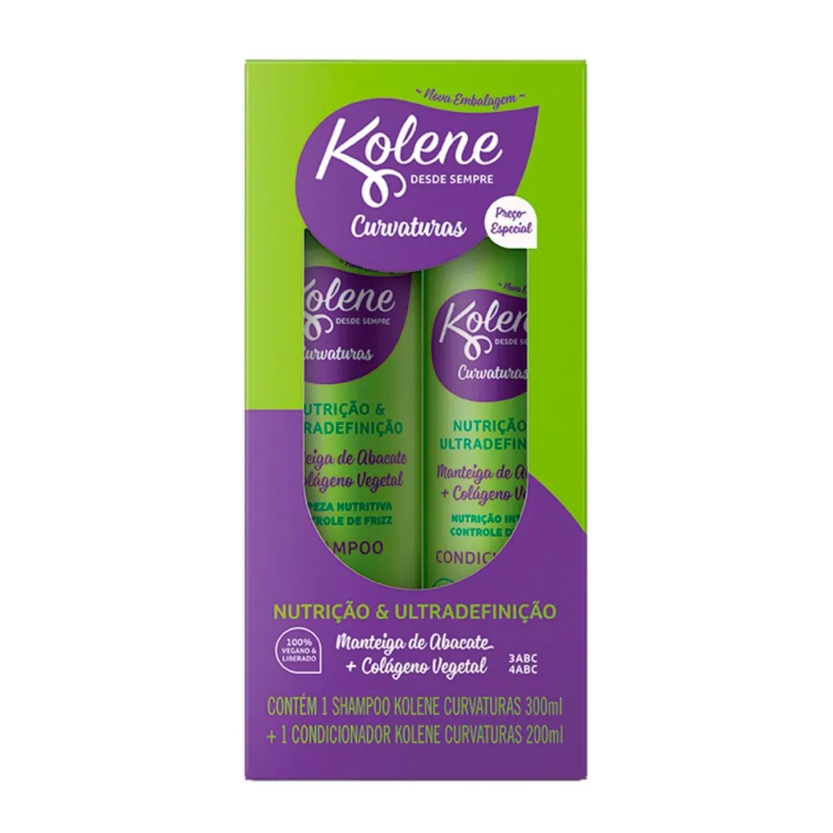Kit Curvaturas Shampoo 300Ml e Condicionador 200Ml Kolene