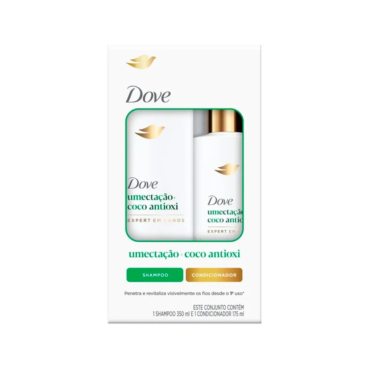 Kit Dove Umectação + Coco Antioxi Shampoo 350ml + Condicionador 175ml