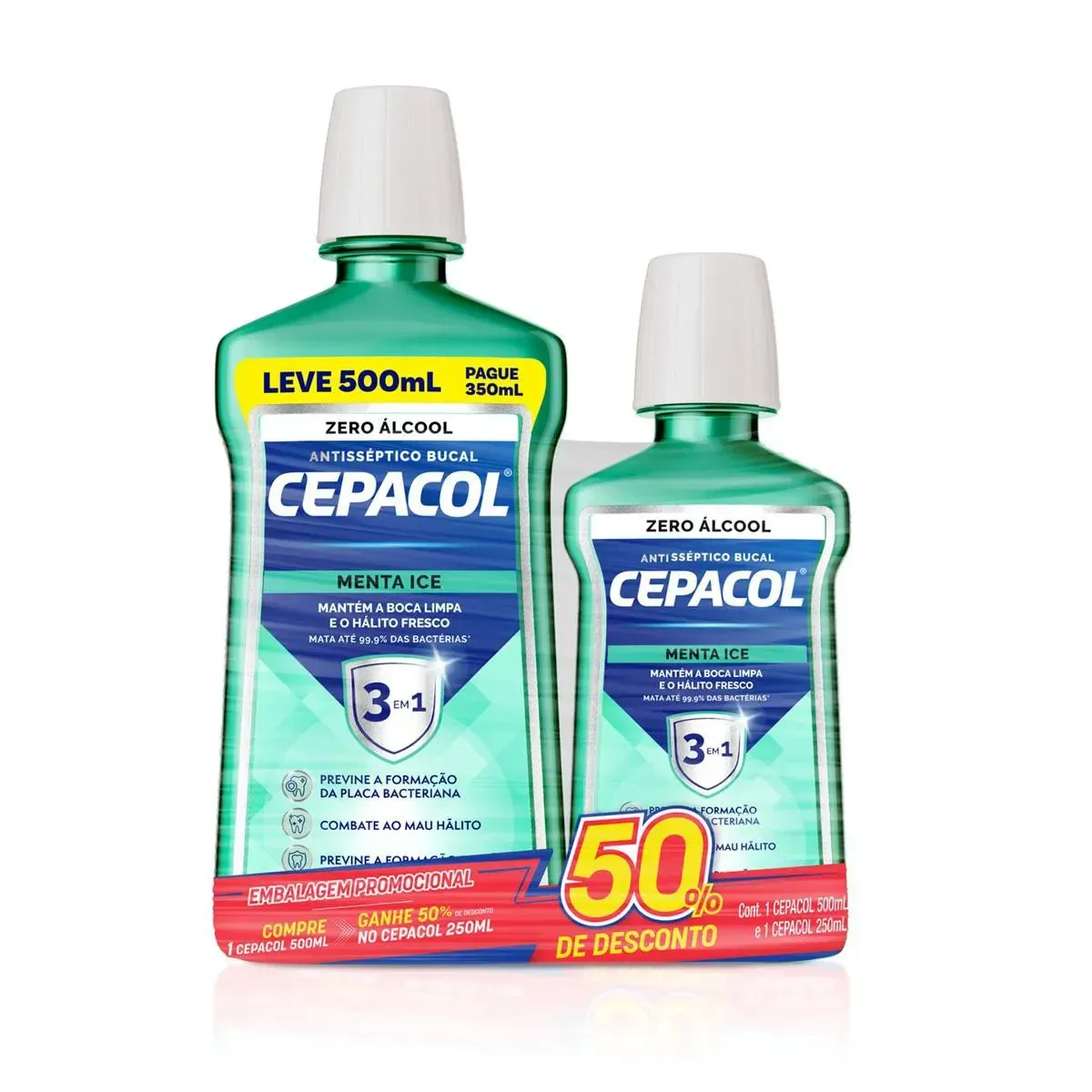 Kit Enxaguante Bucal Cepacol Menta Ice sem alcool 750 ml