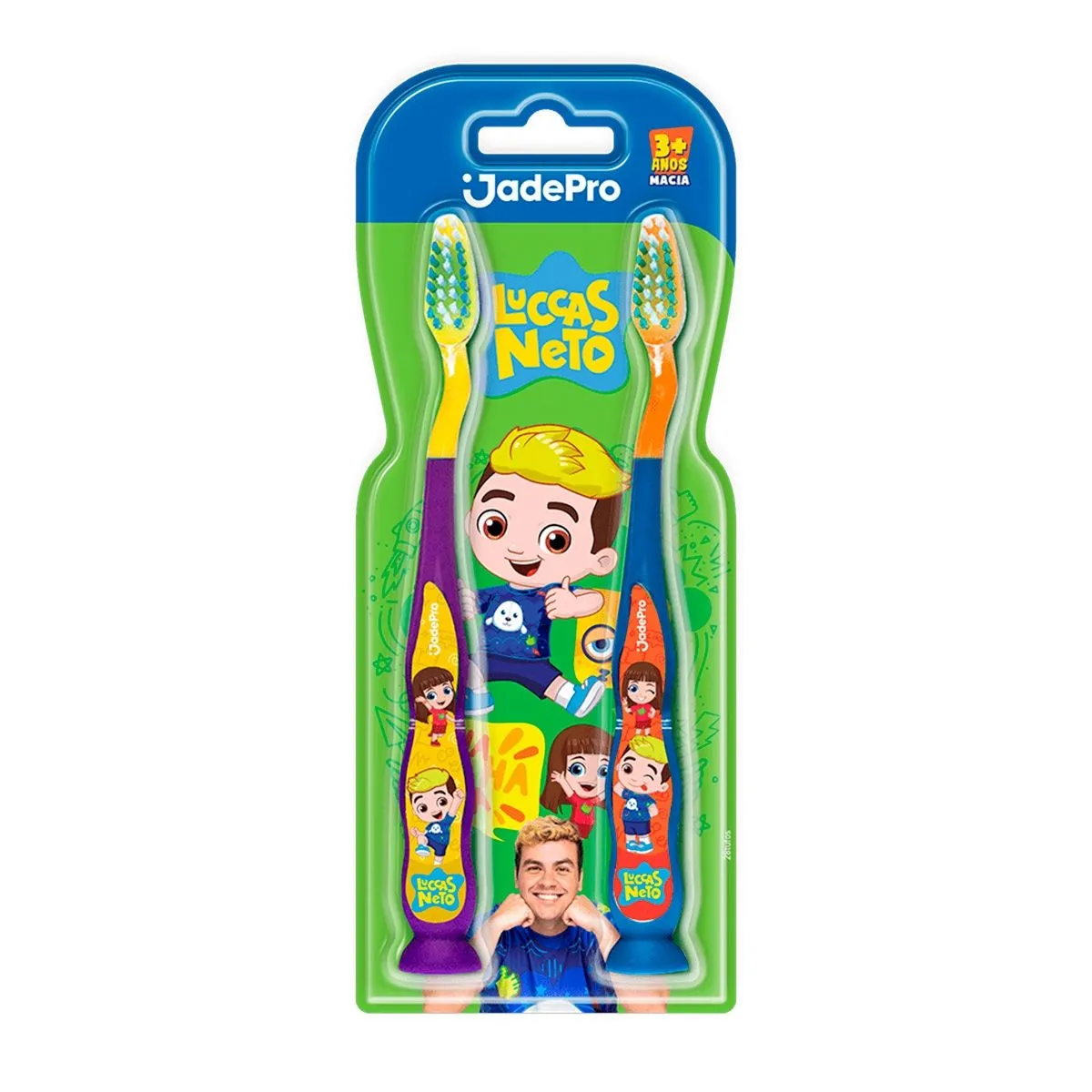 Kit Escova Dental Com Ventosa Luccas Neto Infantil Com 2 Unidades Jadepro